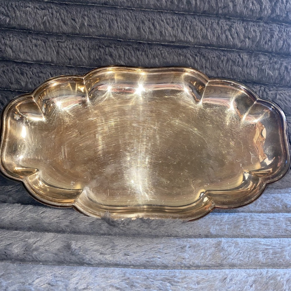 Vintage GORHAM  NEWPORT SILVERPLATE BREAD PLATTER SCALLOPED‎ EDGES 12" X 7"